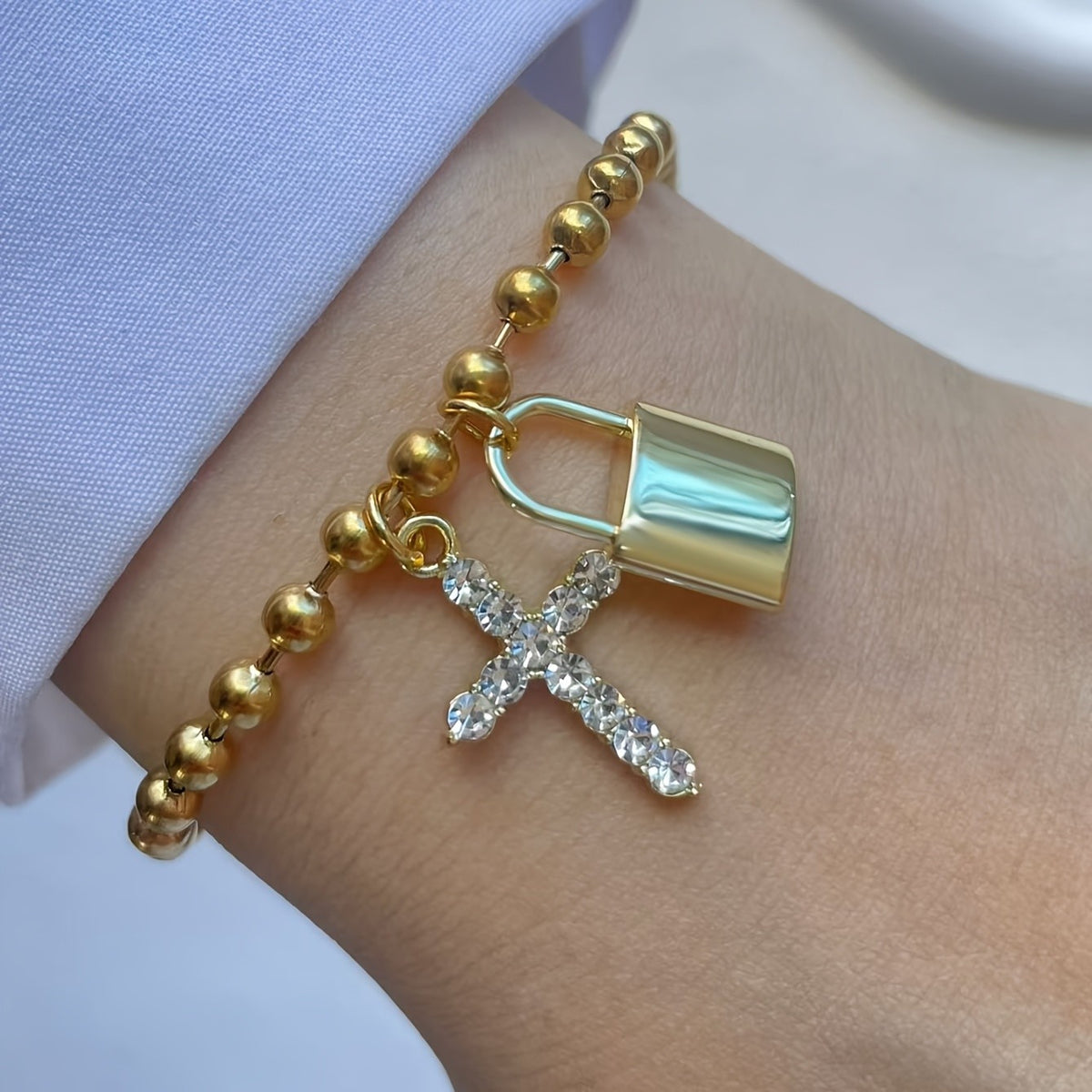 18k Multi-Color Charm Link Bracelet
