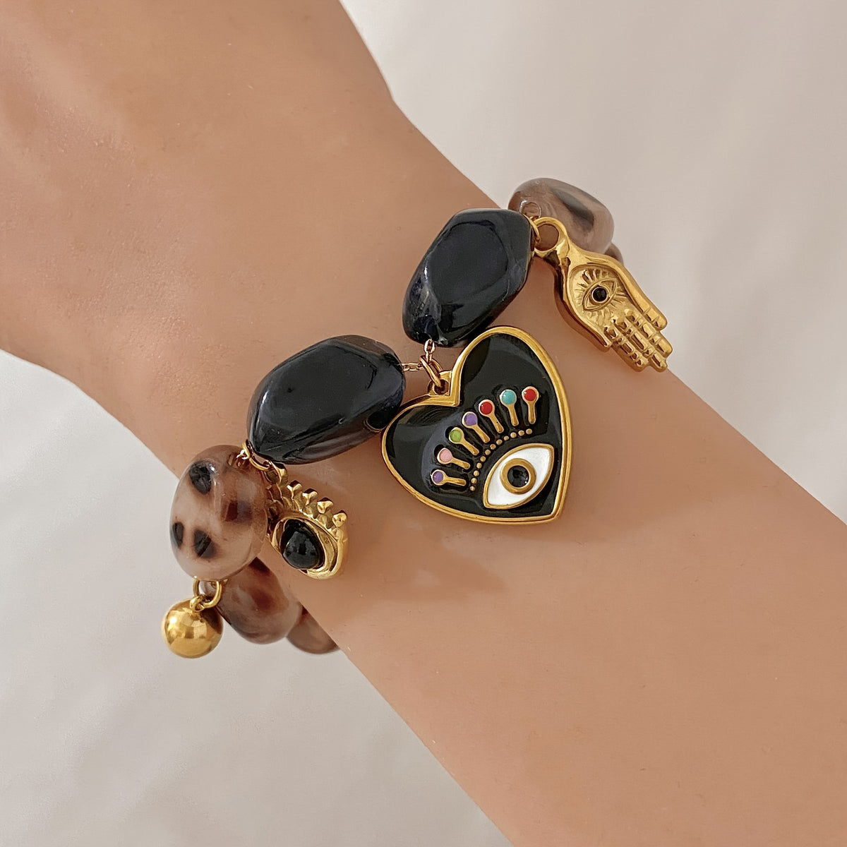 18k Boho Eye Charm Bracelet