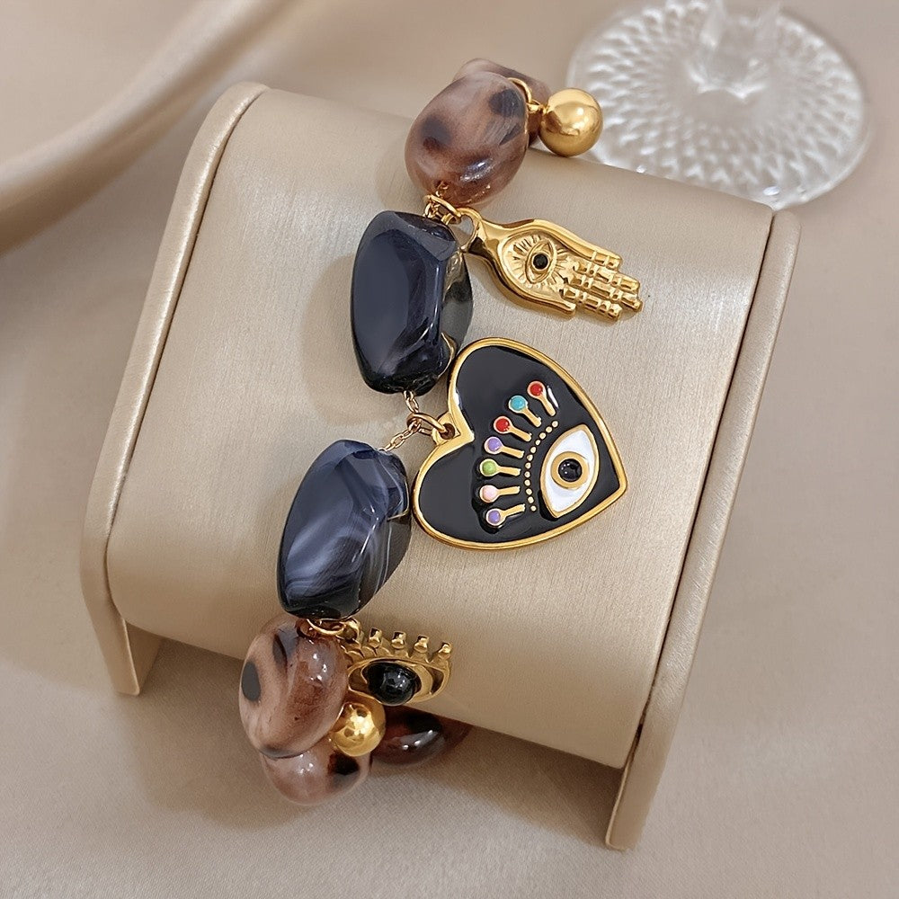 18k Boho Eye Charm Bracelet
