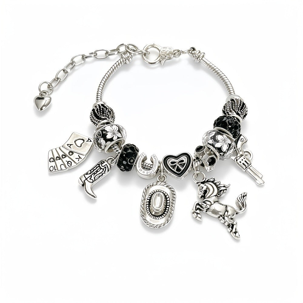 Vintage Western Charm Beaded Bracelet
