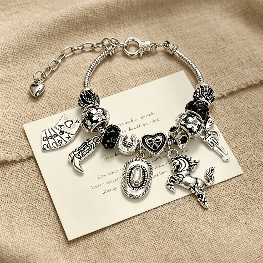Vintage Western Charm Beaded Bracelet