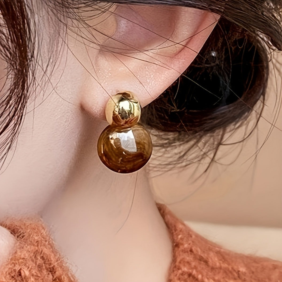 Vintage Amber Double Drop Earrings
