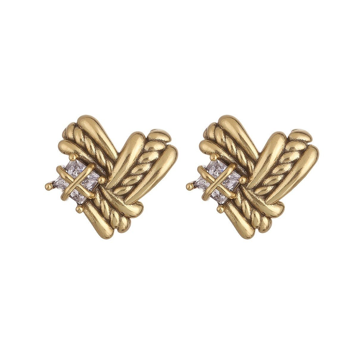 Vintage 18k Twisted Stone Earrings