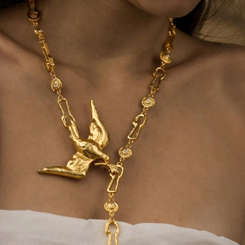 Vintage Gold Swallow Y-Necklace