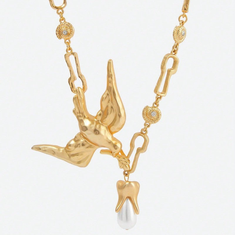 Vintage Gold Swallow Y-Necklace
