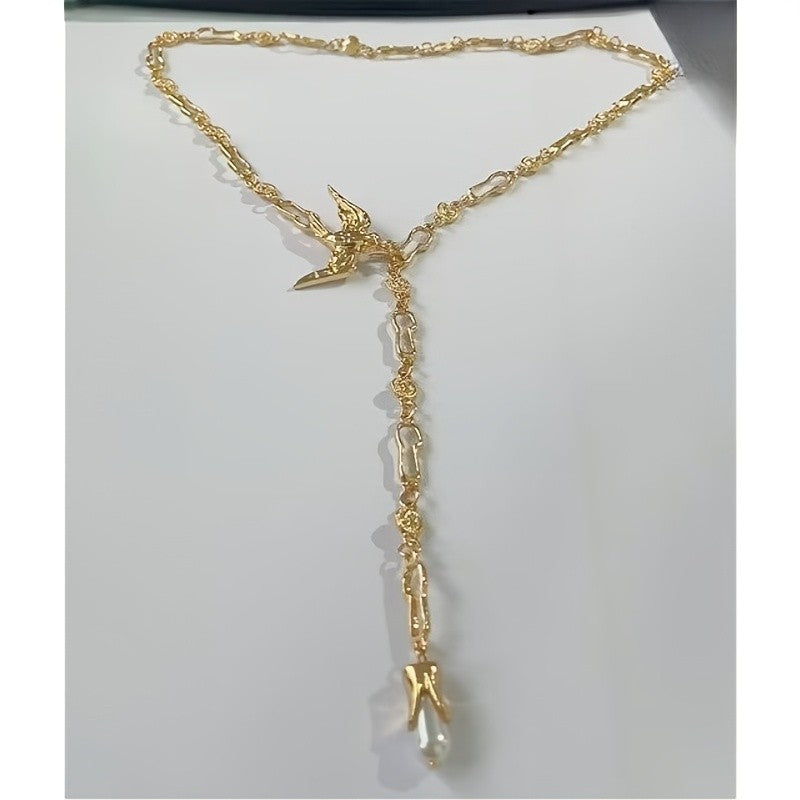 Vintage Gold Swallow Y-Necklace