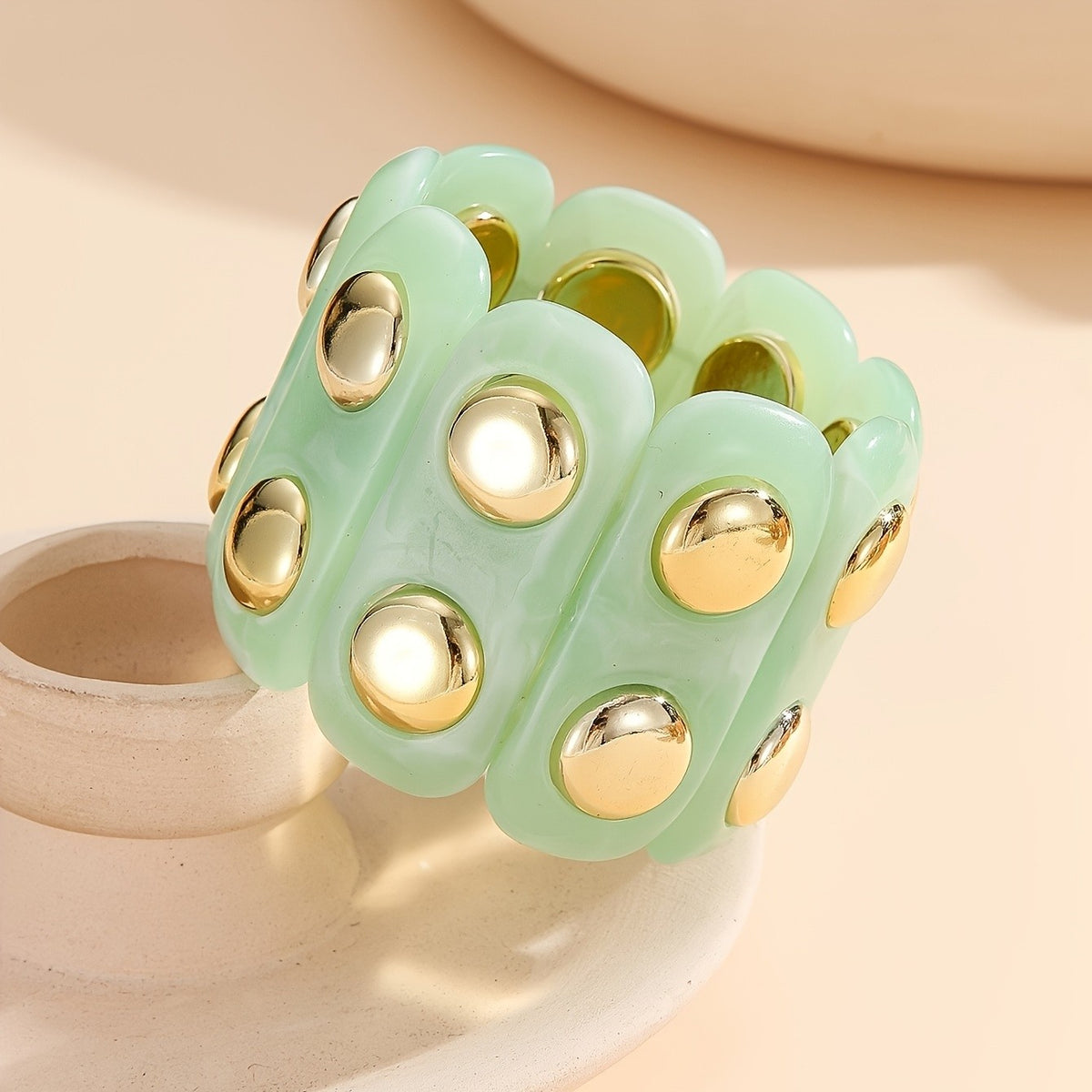Vintage Geometric Resin Cuff Bracelet