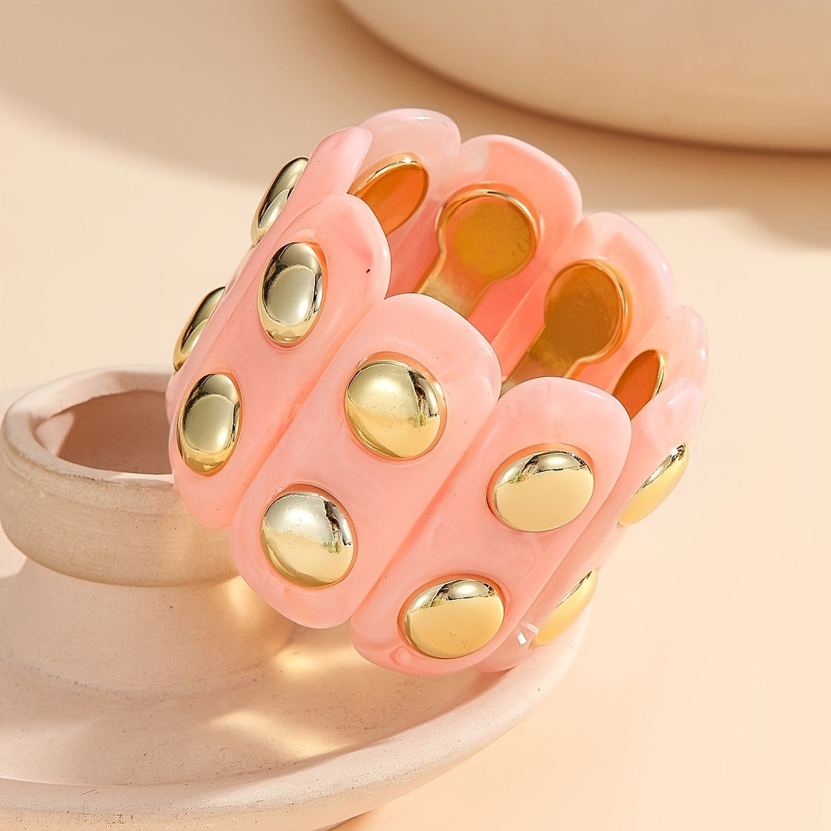 Vintage Geometric Resin Cuff Bracelet