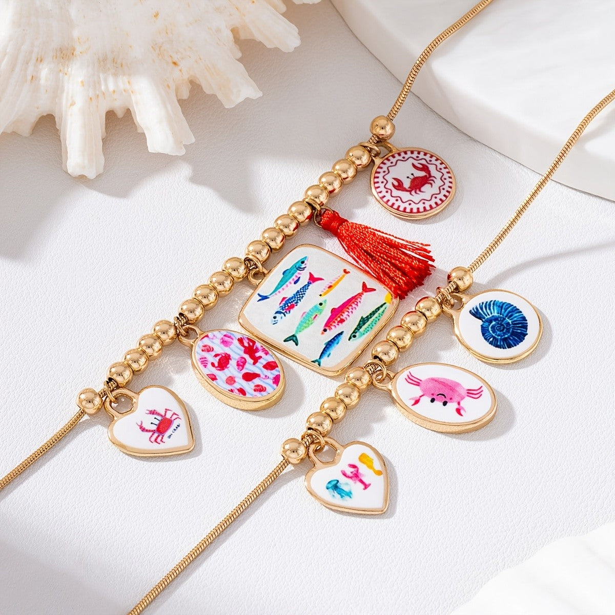 Multi-Layer Ocean Charm Necklace