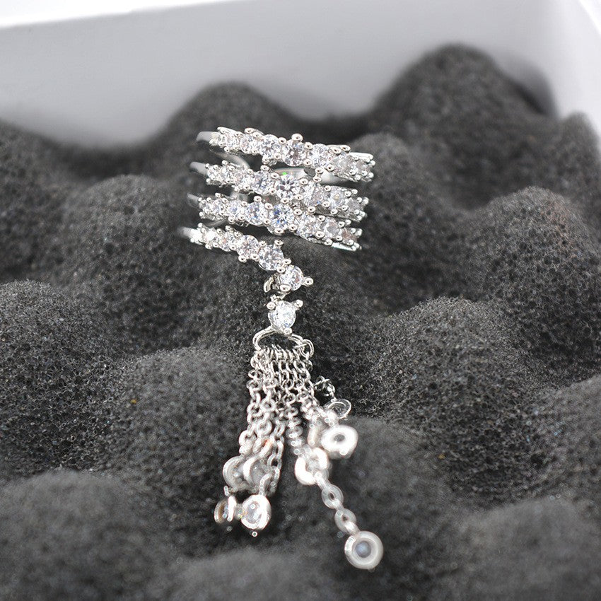 Multi-Row Zircon Tassel Ring