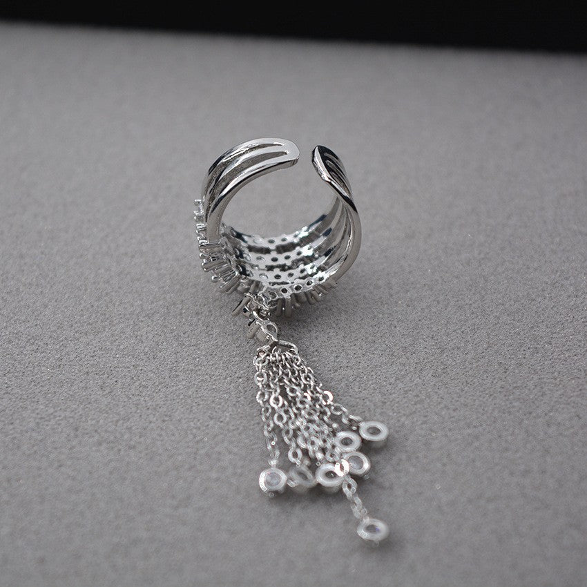 Multi-Row Zircon Tassel Ring