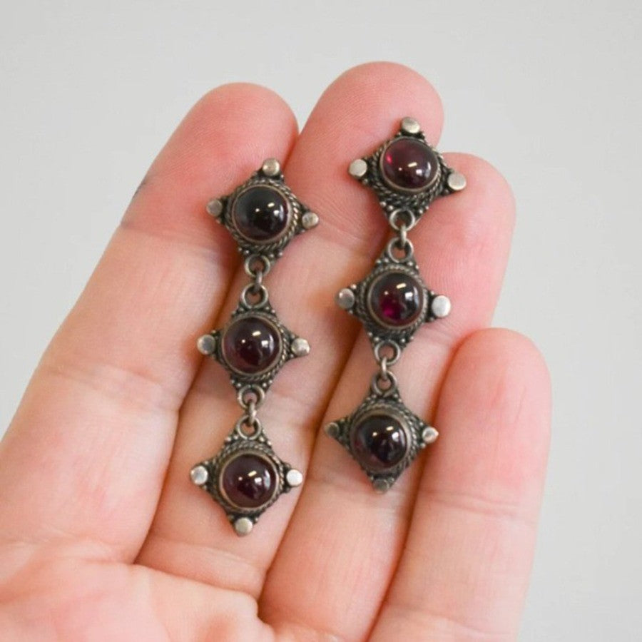 Asymmetric Vintage Geometric Stone Earrings