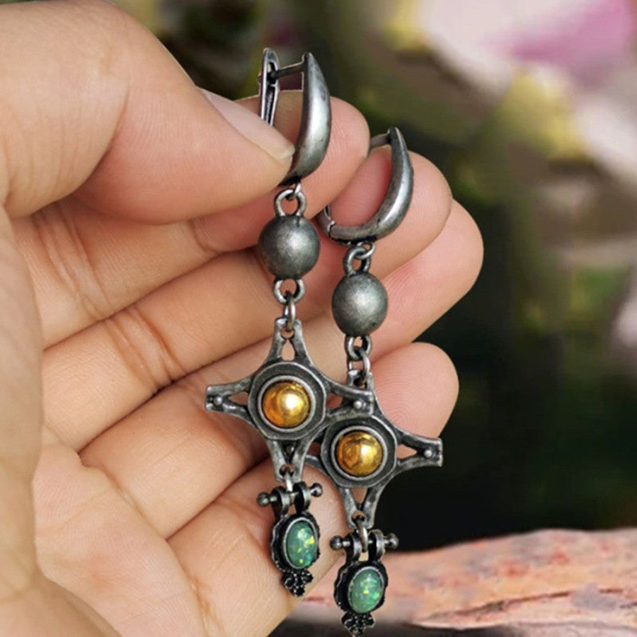 Asymmetric Vintage Geometric Stone Earrings