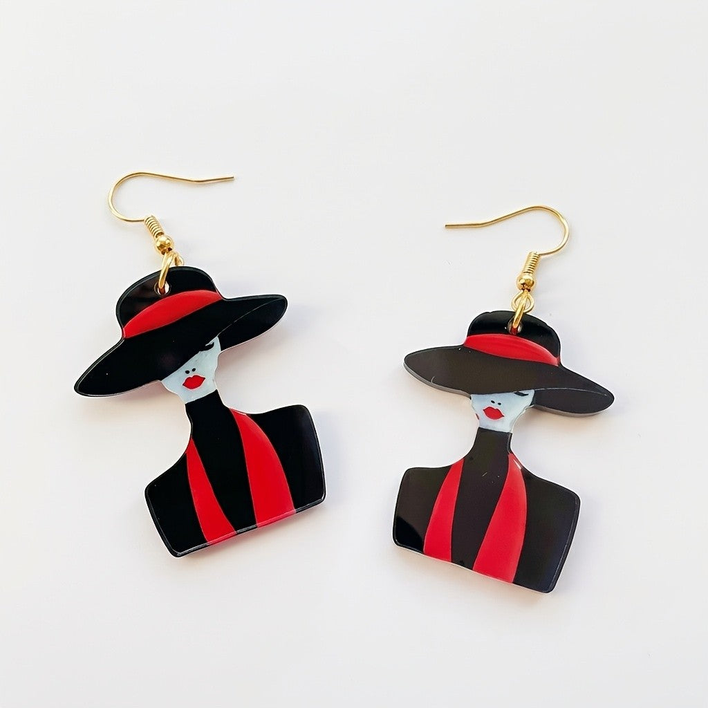 Vintage Lady Silhouette Drop Earrings