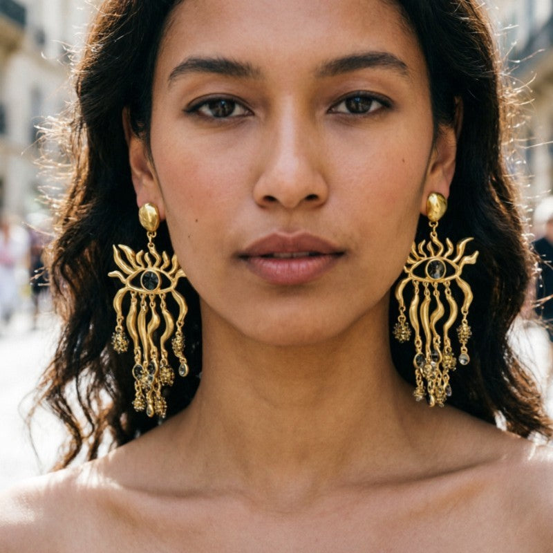 Evil Eye Charm Drop Earrings