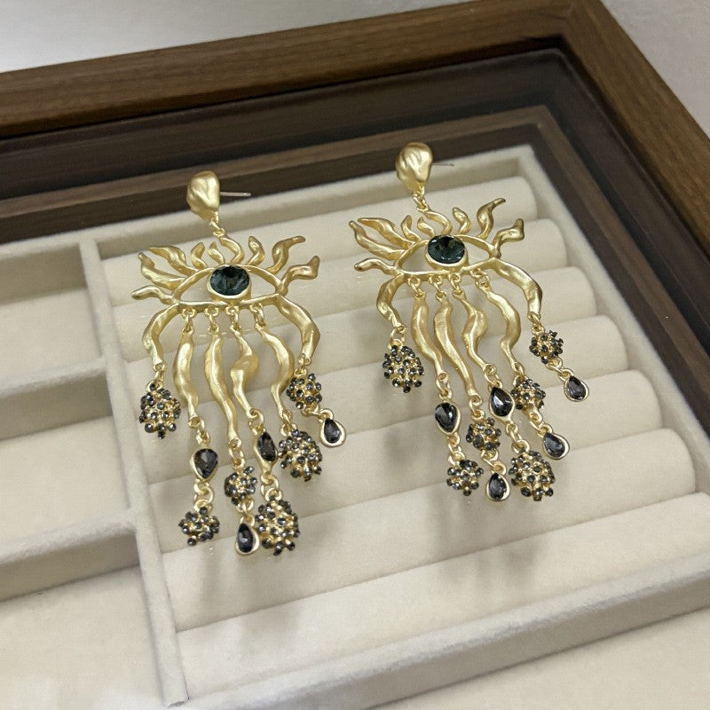 Evil Eye Charm Drop Earrings