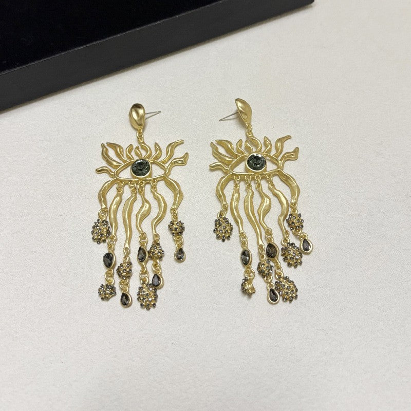 Evil Eye Charm Drop Earrings
