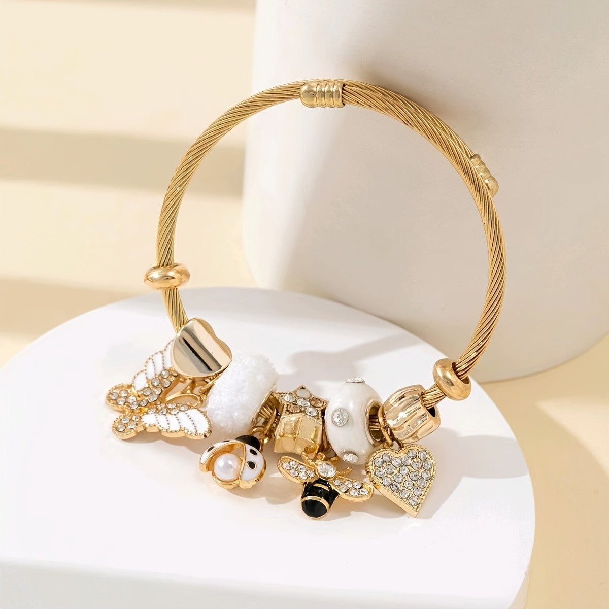 Adjustable Charm Insect & Heart Bracelet