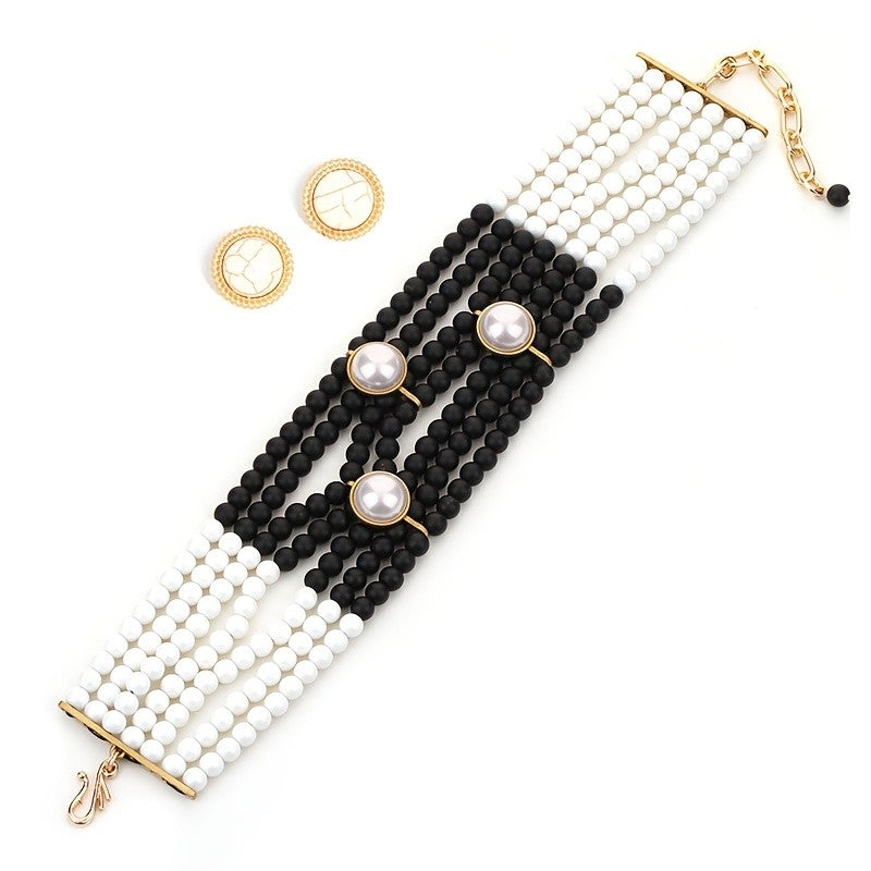 Multi-Layer Beaded Choker Necklace Set