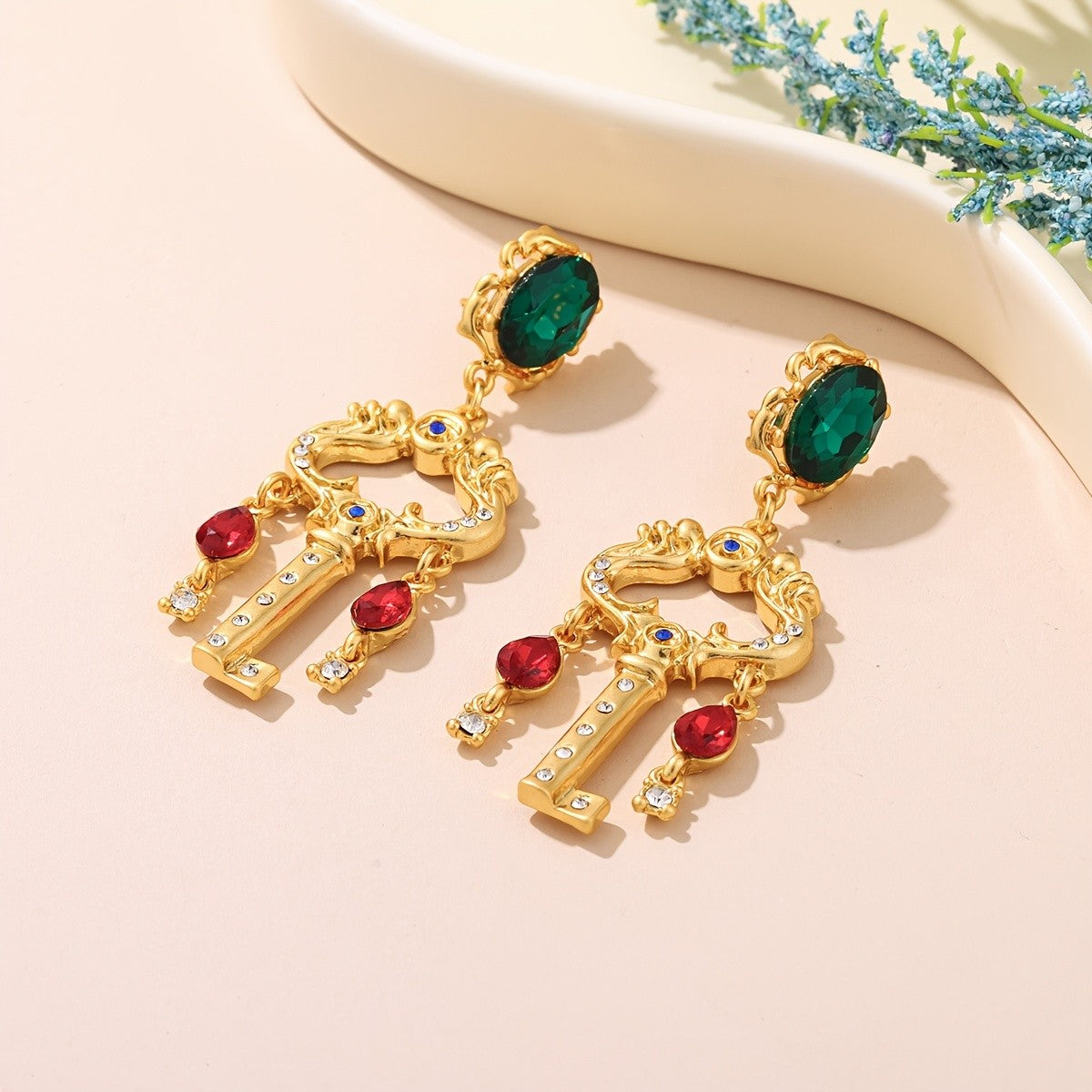 Vintage Key Drop Earrings