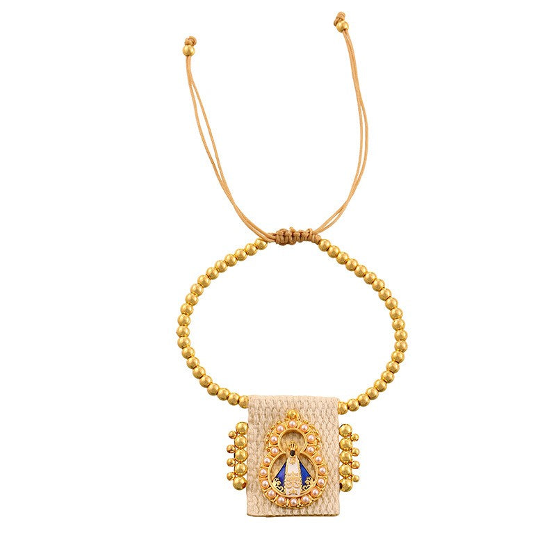 Vintage Woven Portrait Pendant Necklace