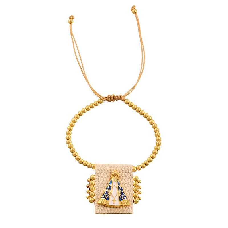 Vintage Woven Portrait Pendant Necklace