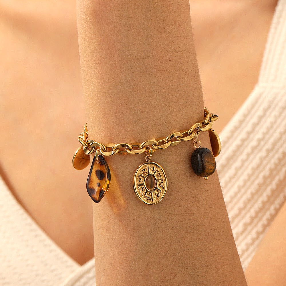 18k Geometric Charm Link Bracelet