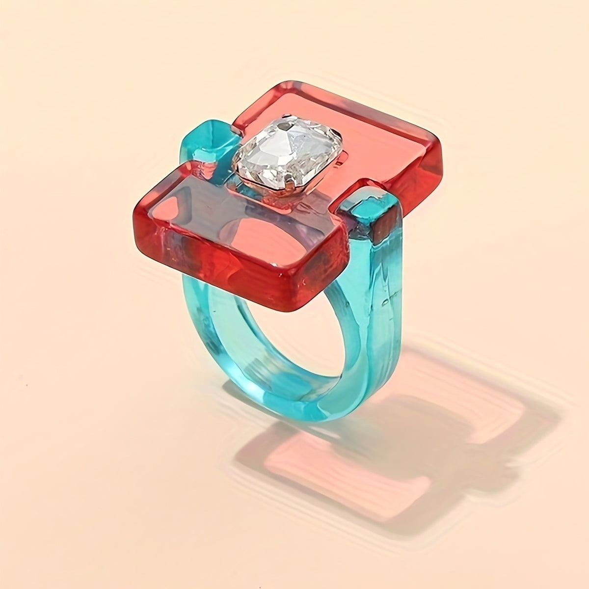 Geometric Square Resin Ring