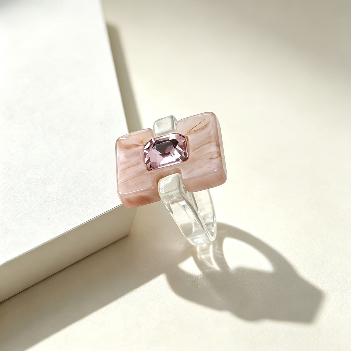 Geometric Square Resin Ring