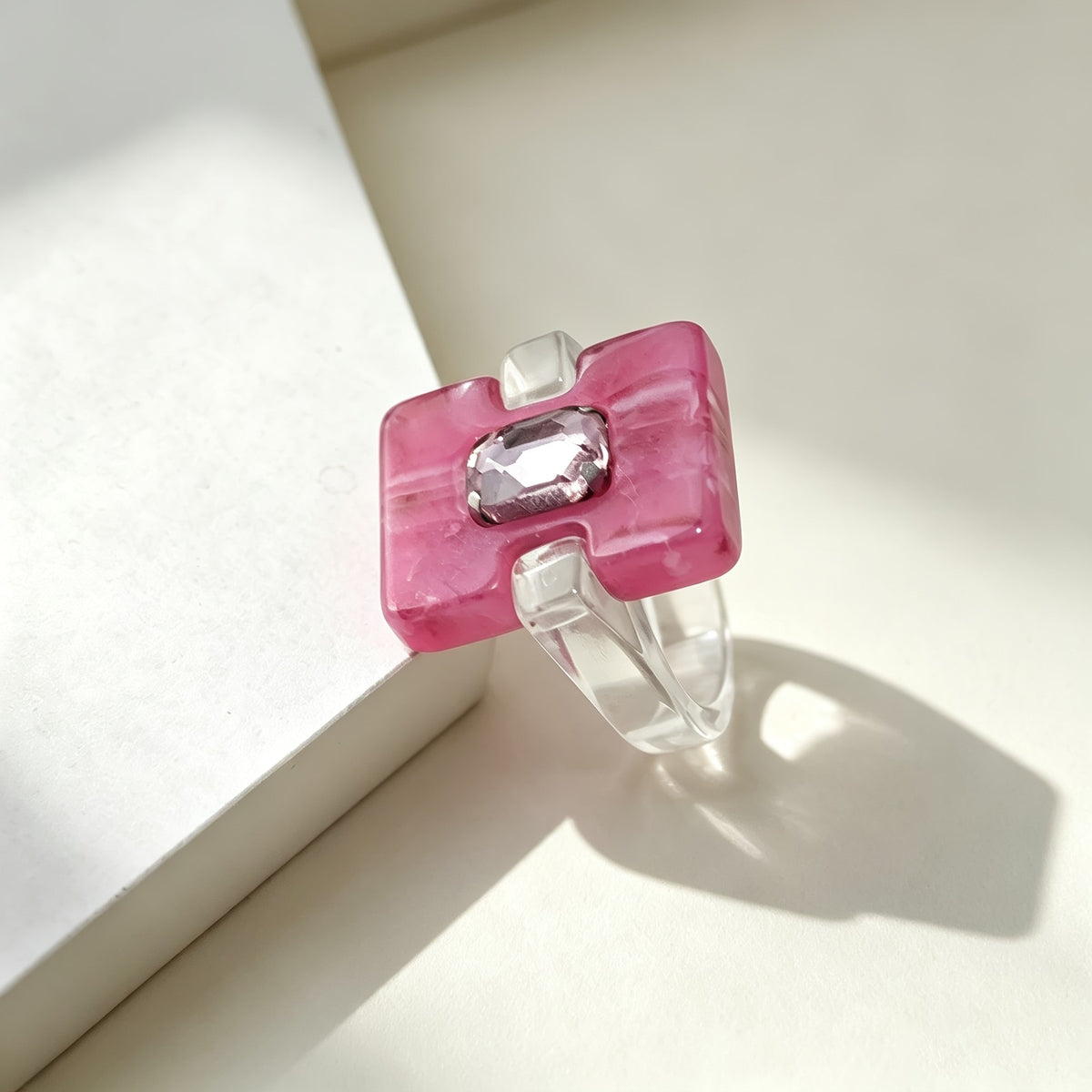 Geometric Square Resin Ring