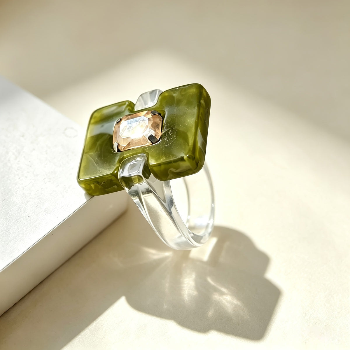 Geometric Square Resin Ring