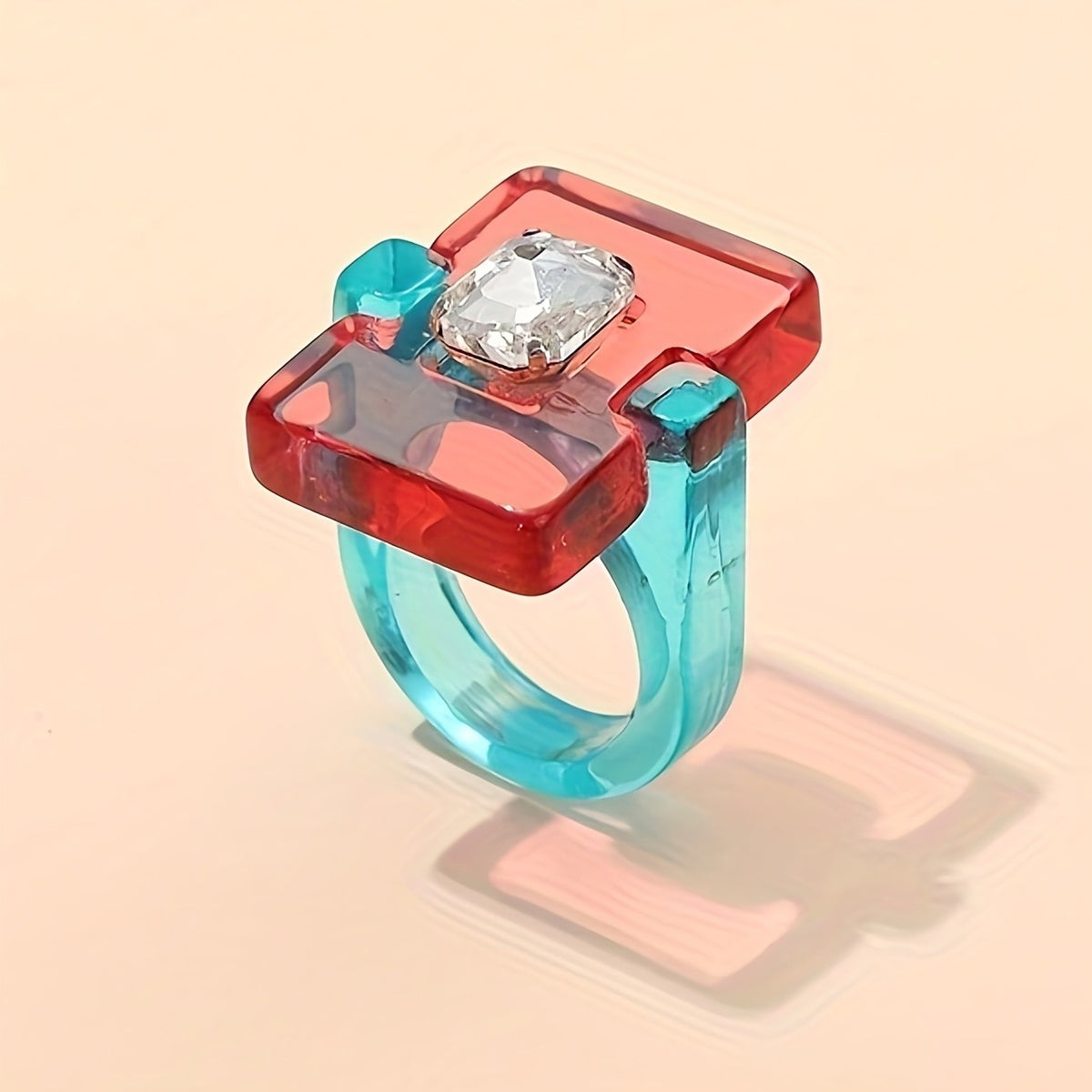 Geometric Square Resin Ring