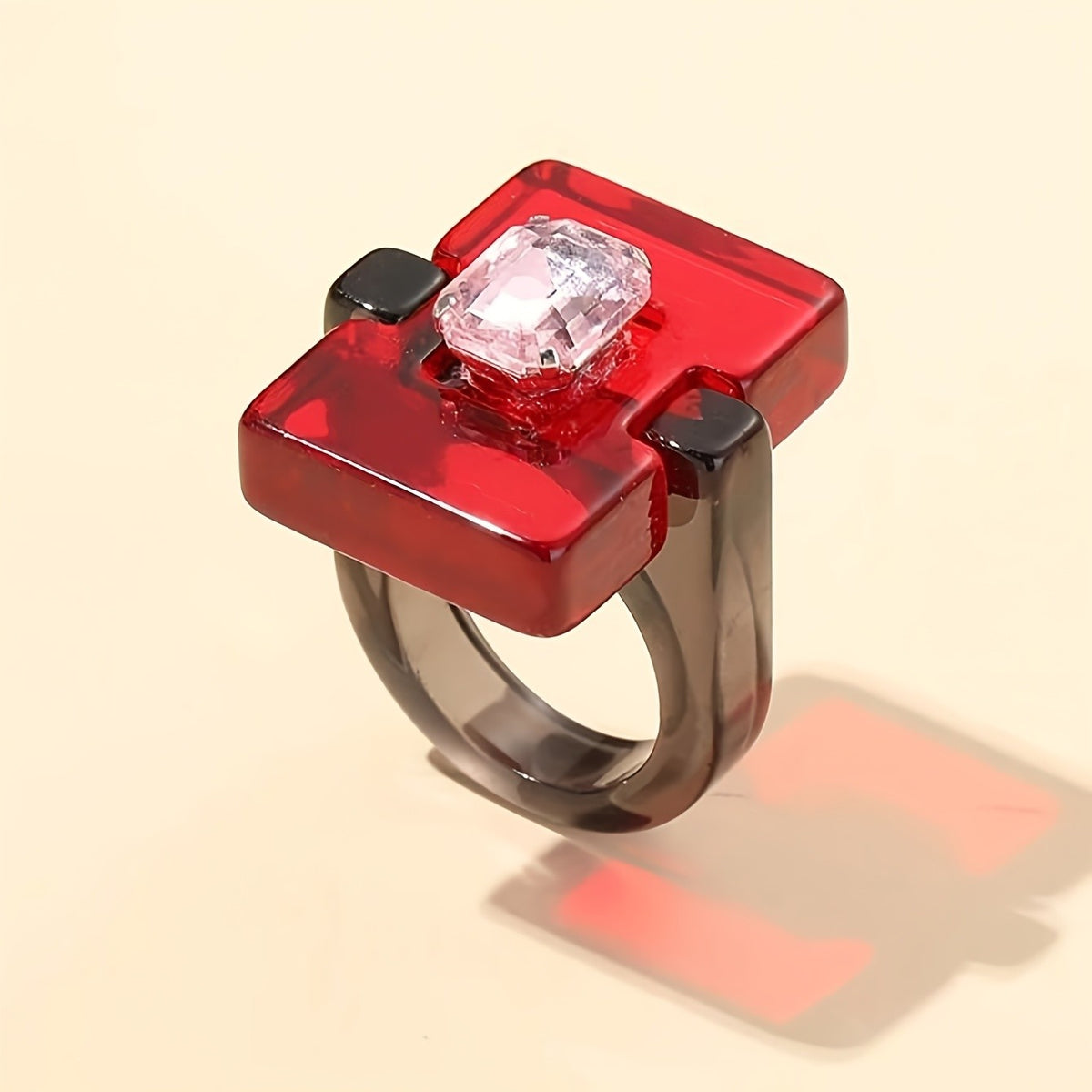 Geometric Square Resin Ring