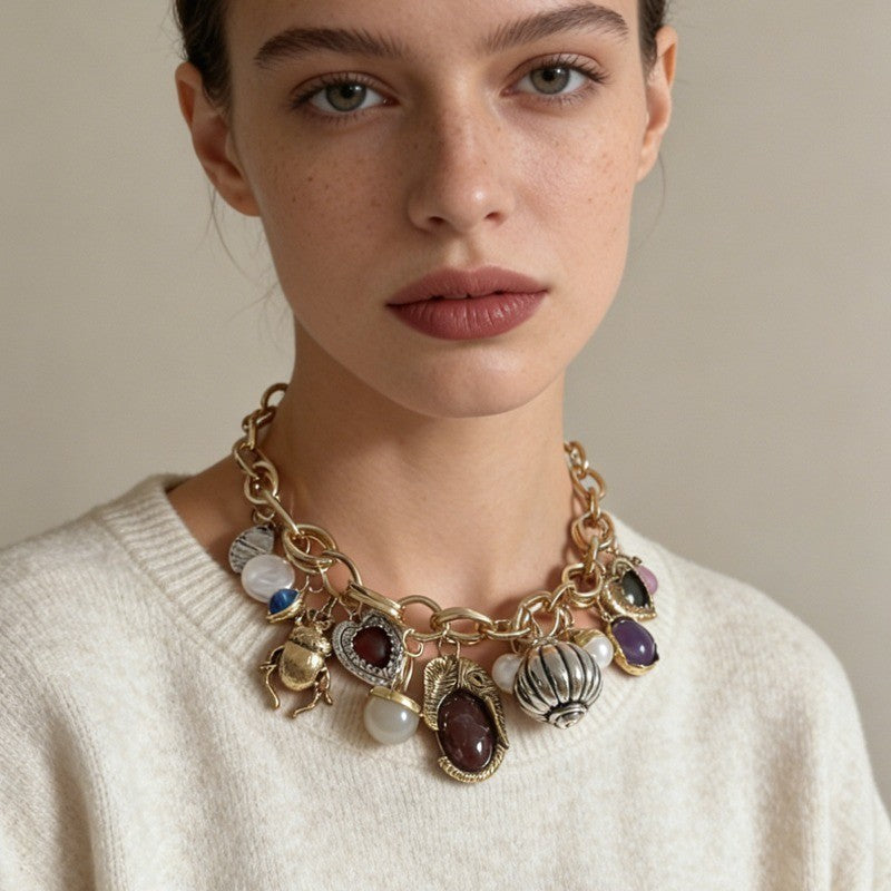 Vintage Multi-Charm Chain Necklace