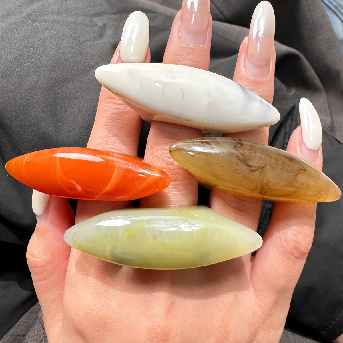 Oval Resin Statement Ring Set