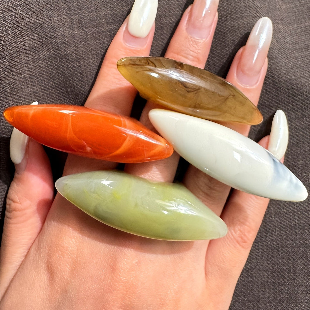 Oval Resin Statement Ring Set