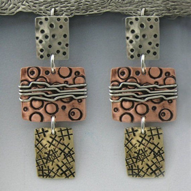 Vintage Geometric Square Drop Earrings