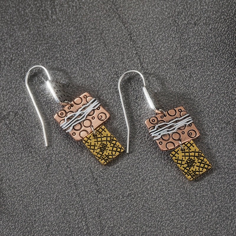 Vintage Geometric Square Drop Earrings