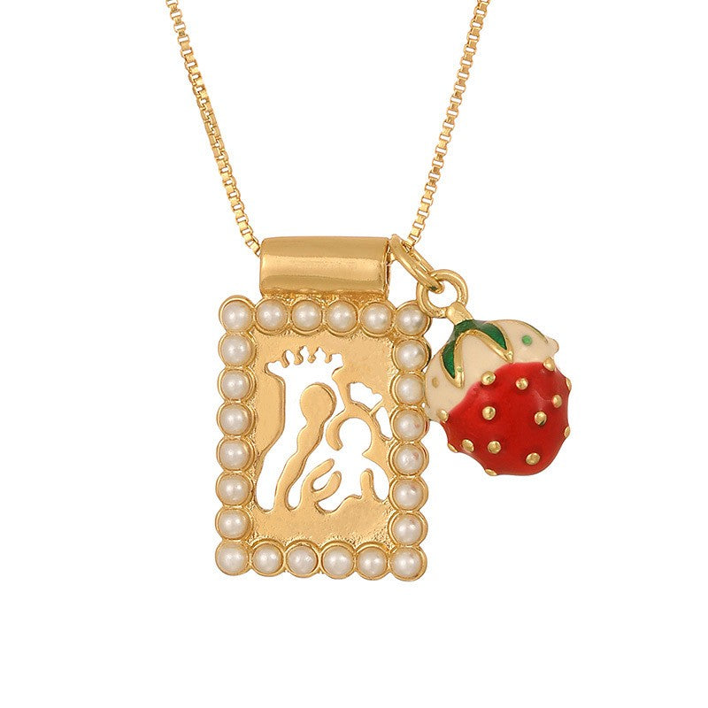 Boho Square Pearl Charm Necklace
