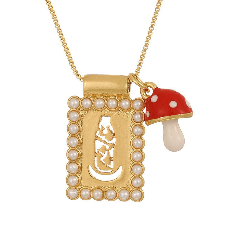 Boho Square Pearl Charm Necklace
