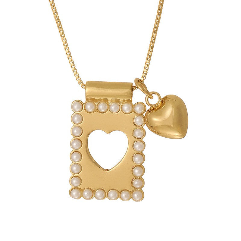 Boho Square Pearl Charm Necklace