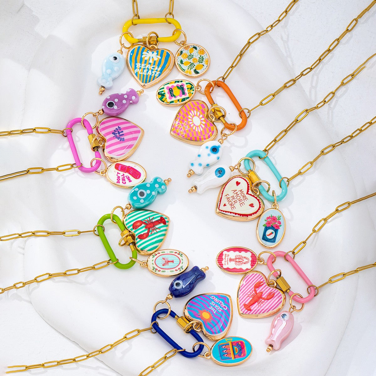 18k Colorful Enamel Charm Necklace
