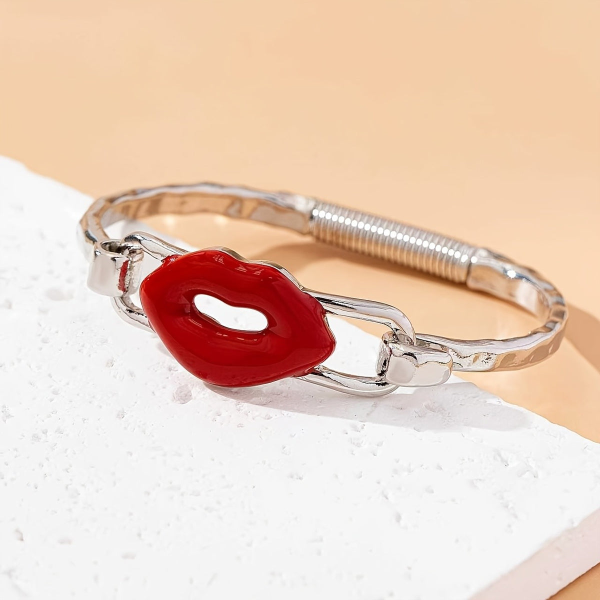 14k Red Lip Charm Bracelet