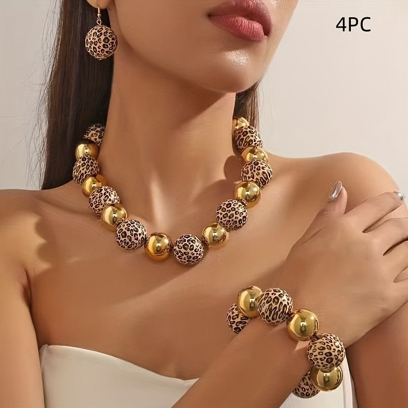 Leopard Print Bead Jewelry Set
