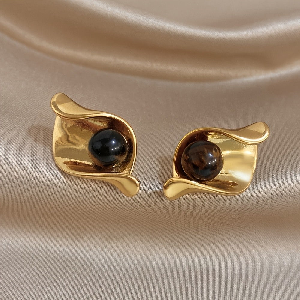 Vintage Tiger's Eye Swirl Earrings
