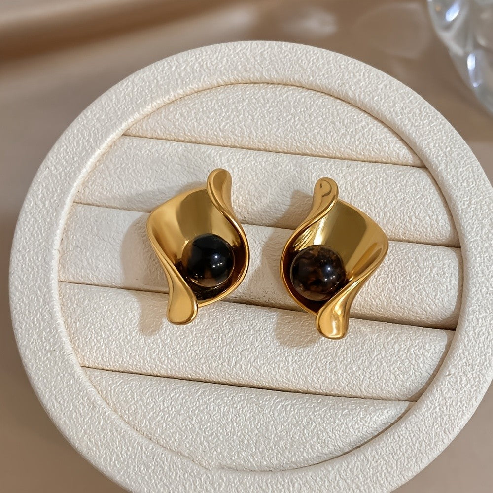 Vintage Tiger's Eye Swirl Earrings