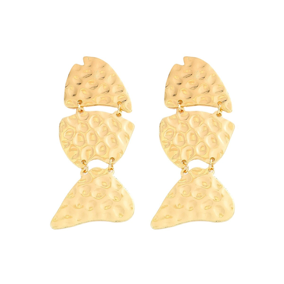 Vintage Textured Fish Drop Earrings