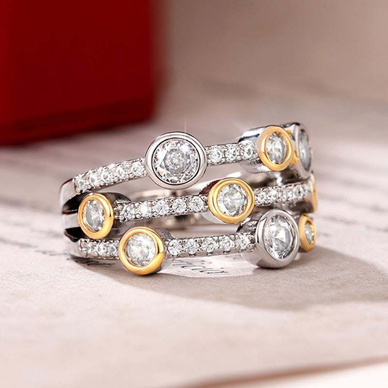 Three-Row Bubble Stone Ring