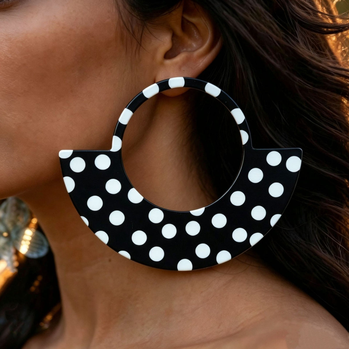 Geometric Polka Dot Hoop Earrings