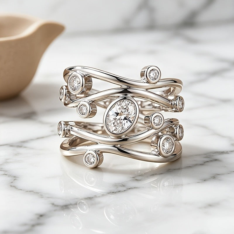 Multi-Layer Wrapped Stone Ring
